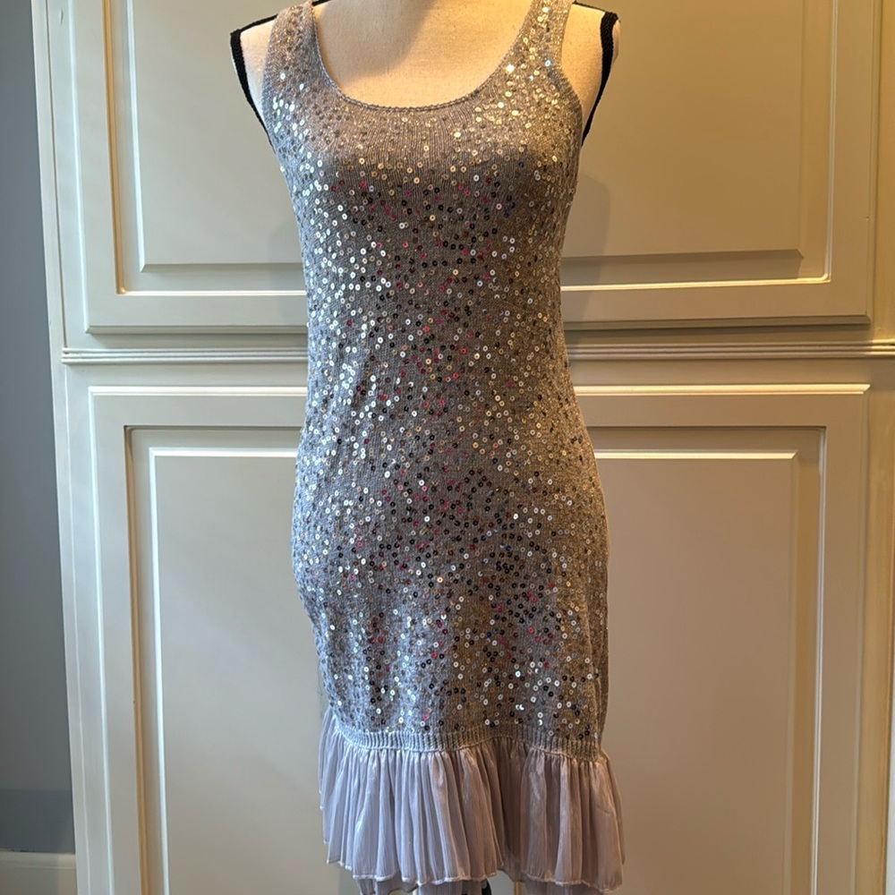 NWOT silver sequin sweater dress